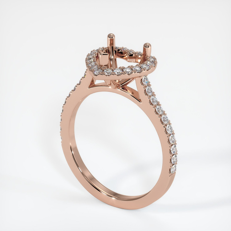 14K Rose Gold Pave Ring Setting