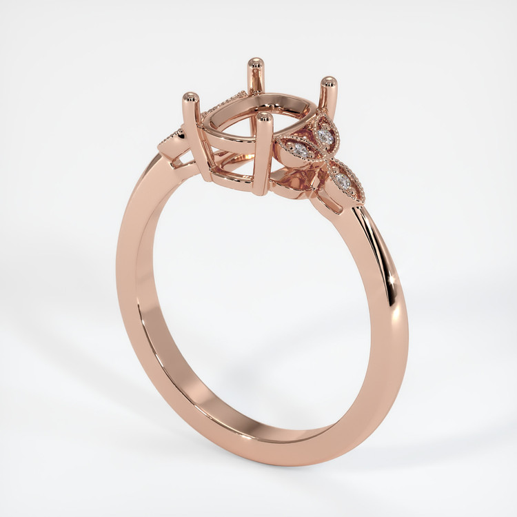 14K Rose Gold Pave Ring Setting