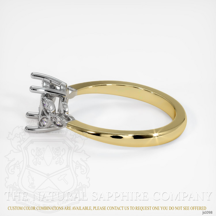 14K White & Yellow Antique Style Ring Setting