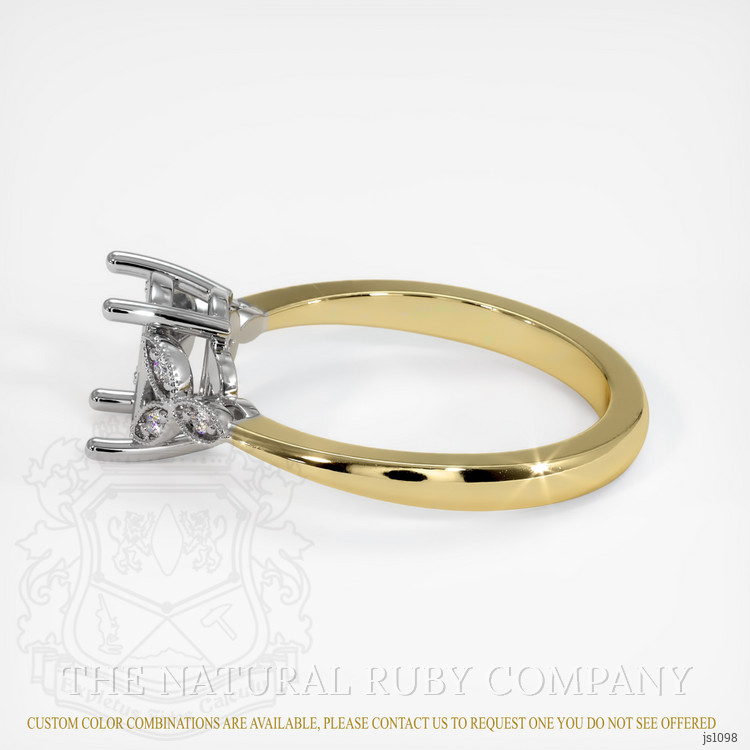 14K White & Yellow Antique Style Ring Setting