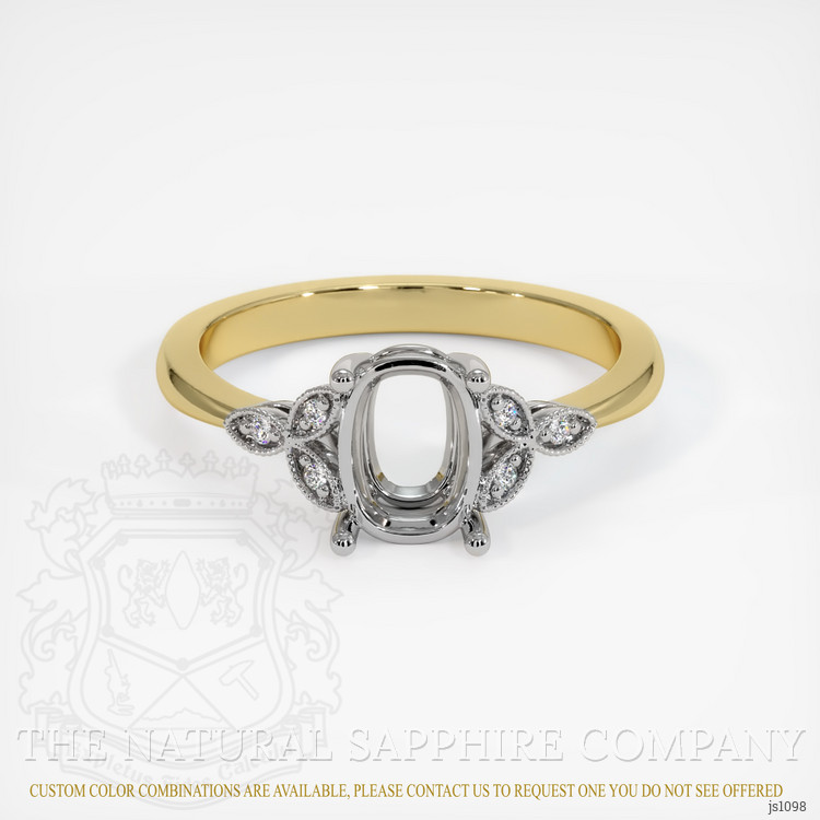 18K White & Yellow Antique Style Ring Setting