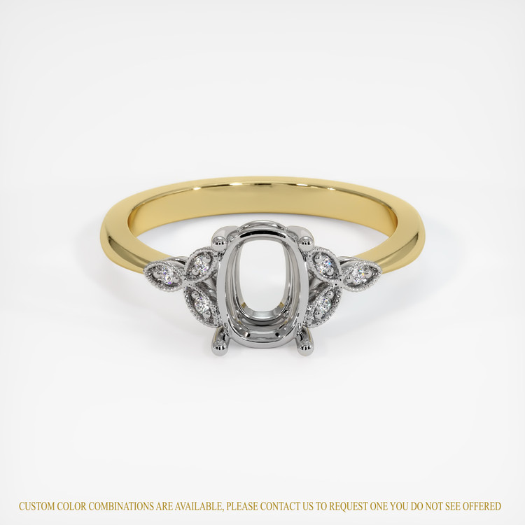 18K White & Yellow Antique Style Ring Setting