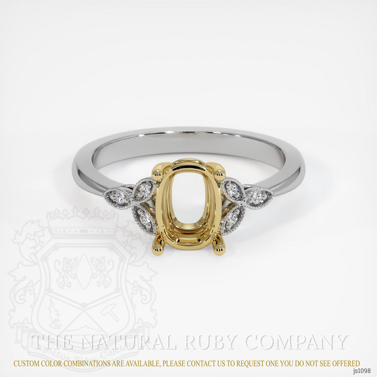 14K Yellow & White Pave Ring Setting