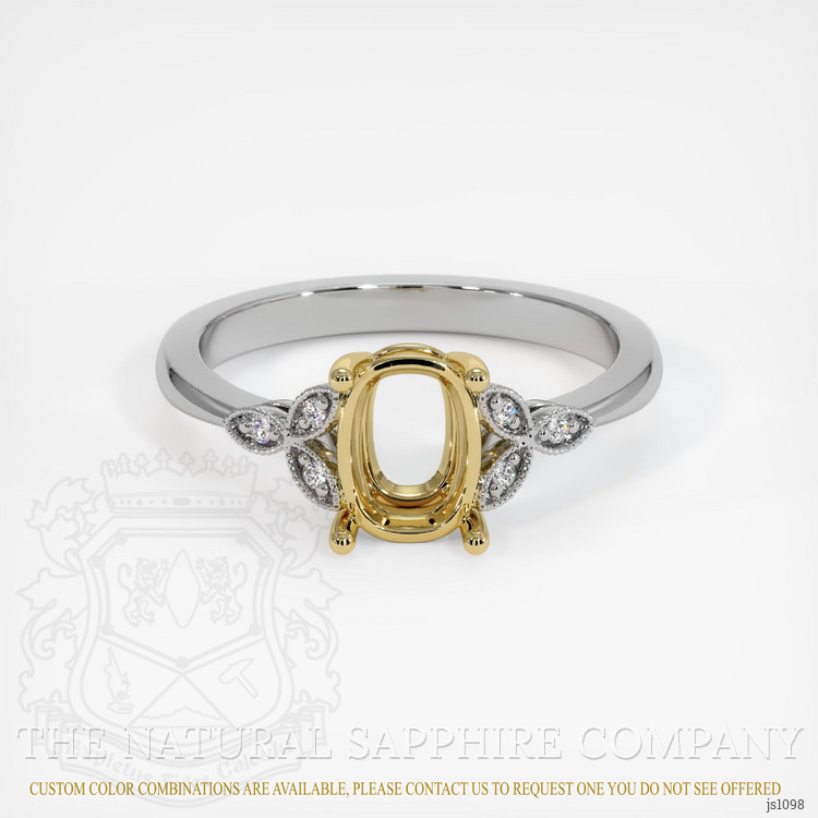 18K Yellow & White Antique Style Ring Setting