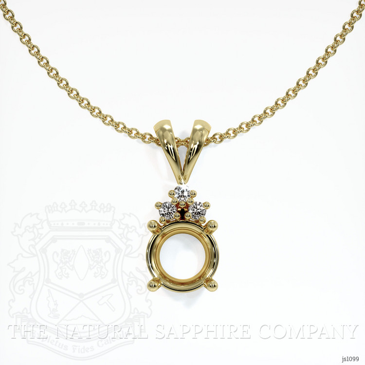 14K Yellow Gold Accent Stones Pendant Setting