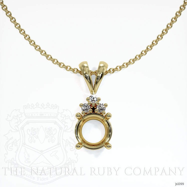 14K Yellow Gold Accent Stones Pendant Setting