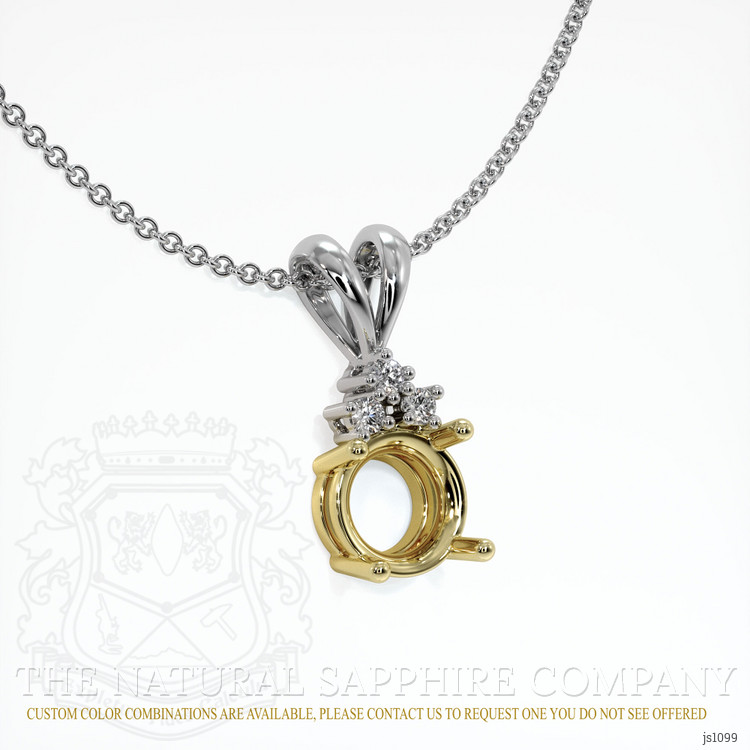 14K Yellow & White Accent Stones Pendant Setting