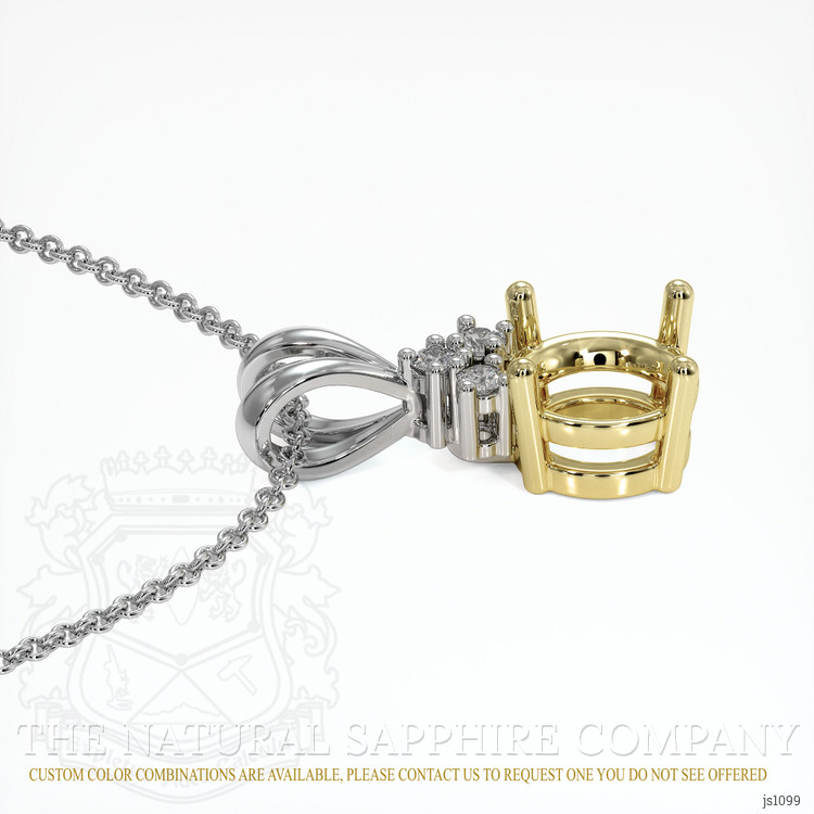 14K Yellow & White Accent Stones Pendant Setting