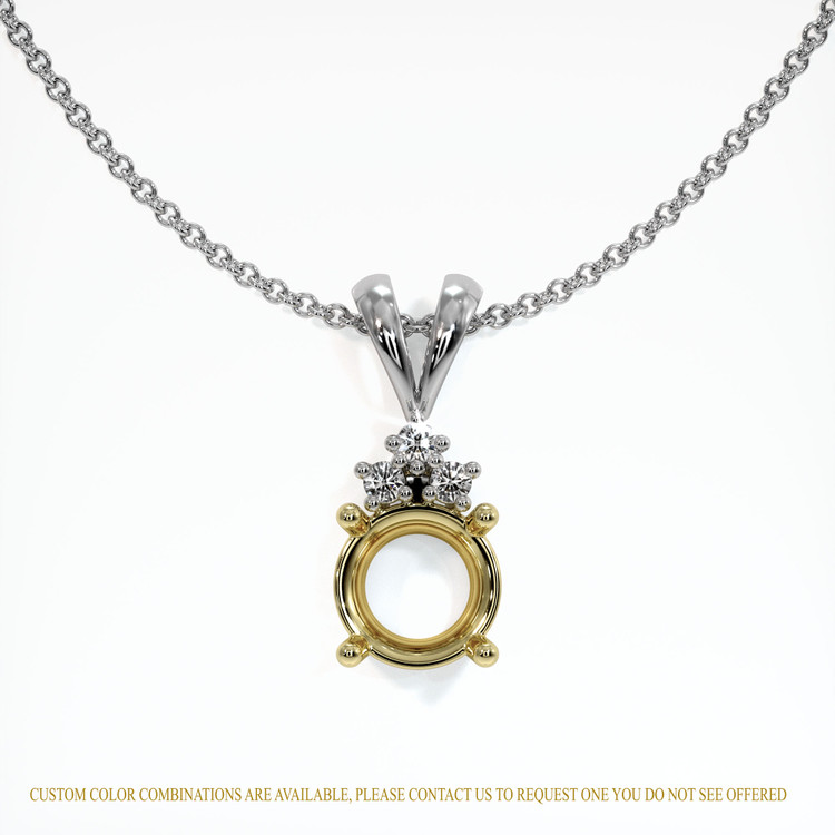 18K Yellow & White Accent Stones Pendant Setting