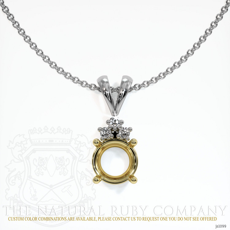 18K Yellow & White Accent Stones Pendant Setting