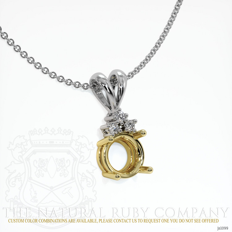 18K Yellow & White Accent Stones Pendant Setting