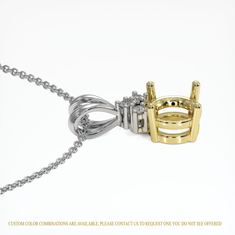 18K Yellow & White Accent Stones Pendant Setting