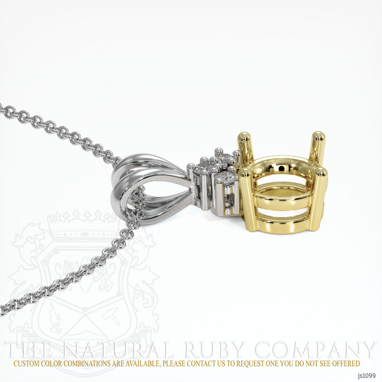 18K Yellow & White Accent Stones Pendant Setting