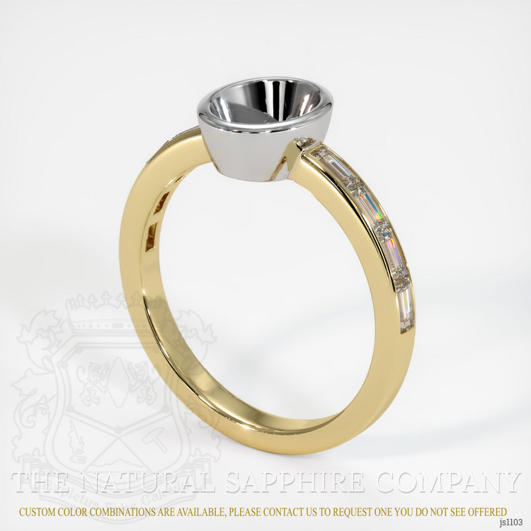 14K White & Yellow Accent Stones Ring Setting