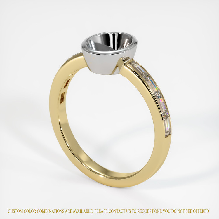14K White & Yellow Accent Stones Ring Setting