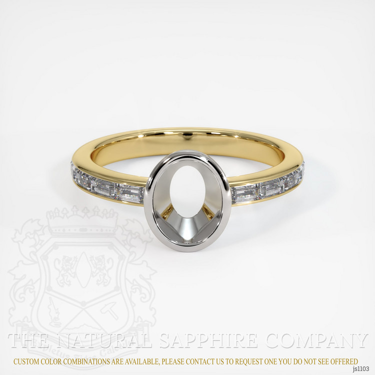 14K White & Yellow Accent Stones Ring Setting