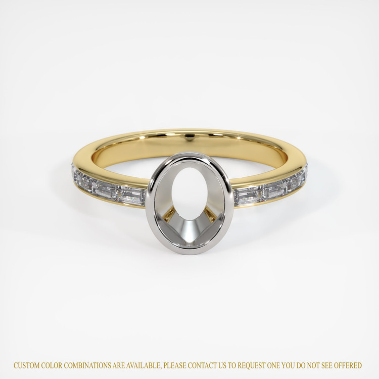 14K White & Yellow Accent Stones Ring Setting