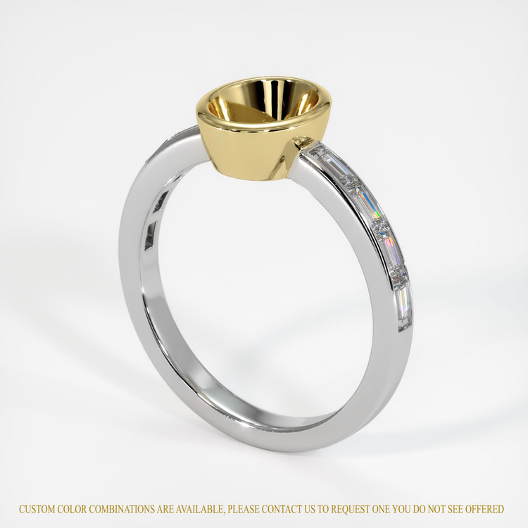 18K Yellow & White Accent Stones Ring Setting