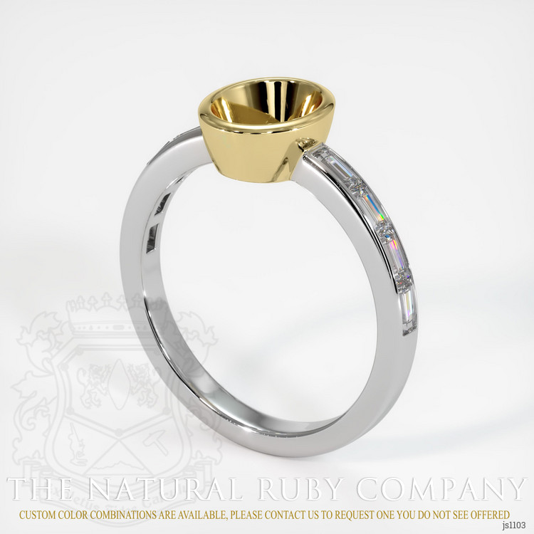 18K Yellow & White Accent Stones Ring Setting