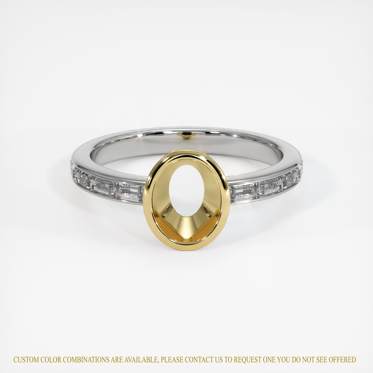 18K Yellow & White Accent Stones Ring Setting