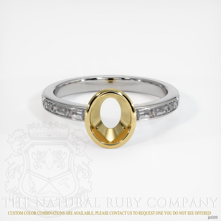 18K Yellow & White Accent Stones Ring Setting