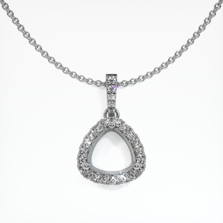 14K White Gold Pave Pendant Setting