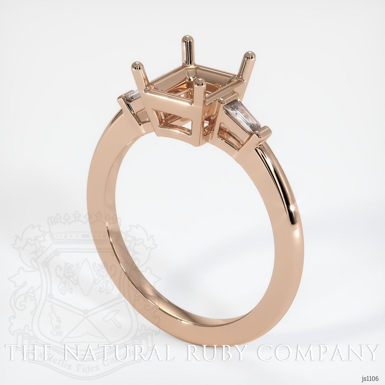 14K Rose Gold Three Stone Ring Setting