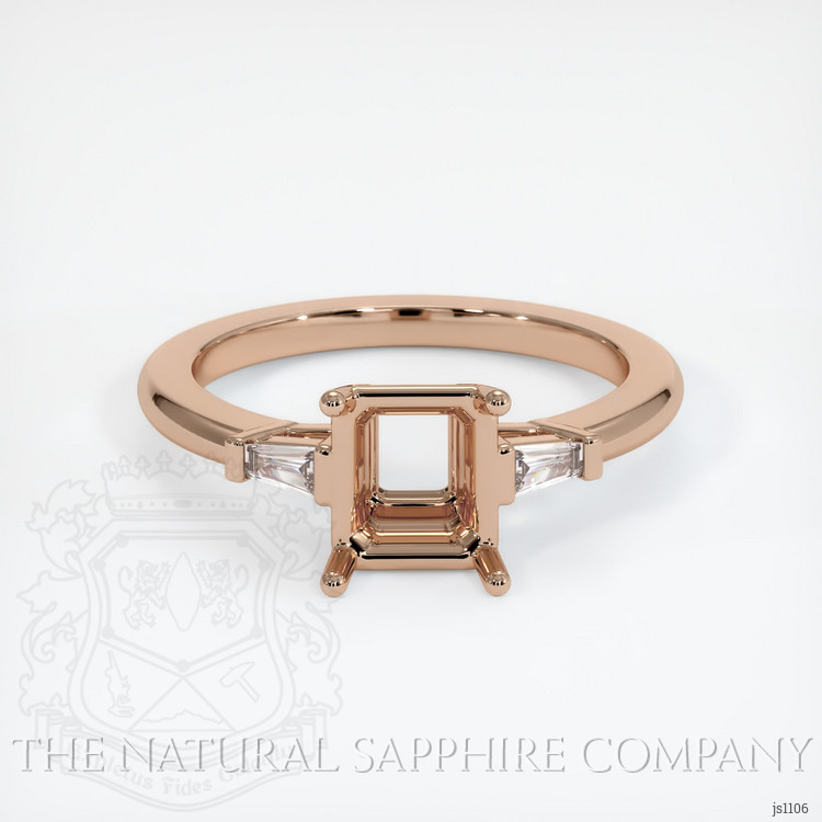 14K Rose Gold Three Stone Ring Setting
