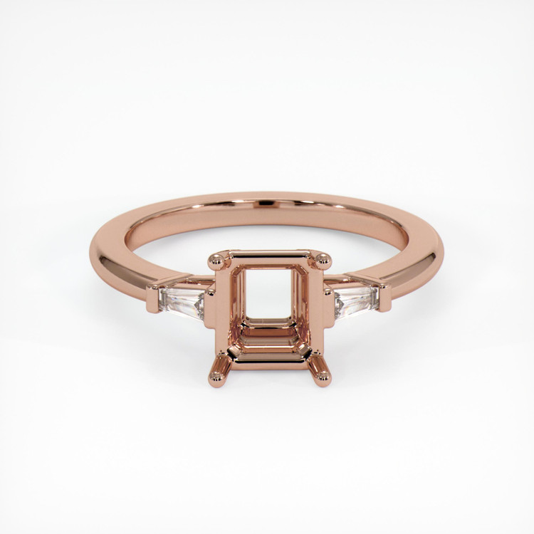 14K Rose Gold Three Stone Ring Setting