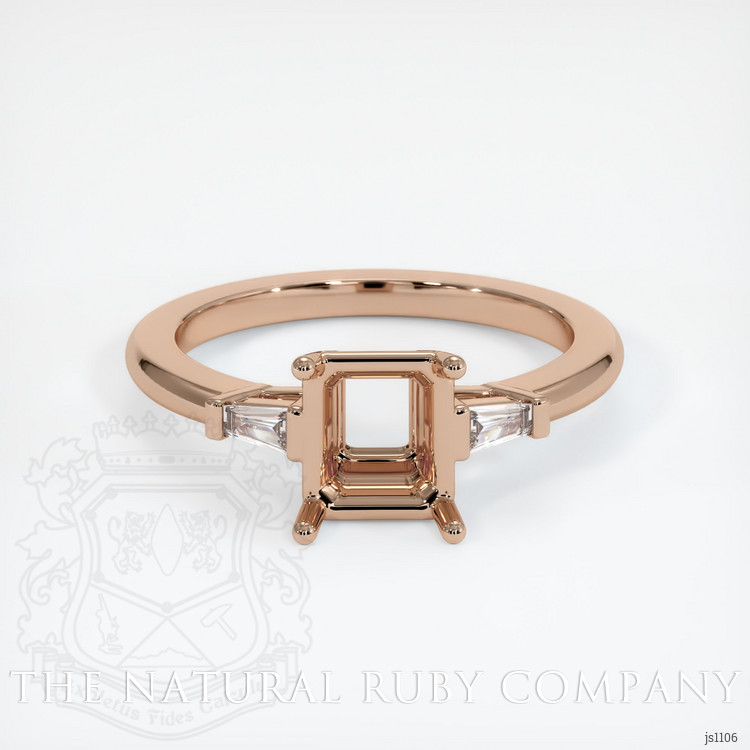 14K Rose Gold Three Stone Ring Setting
