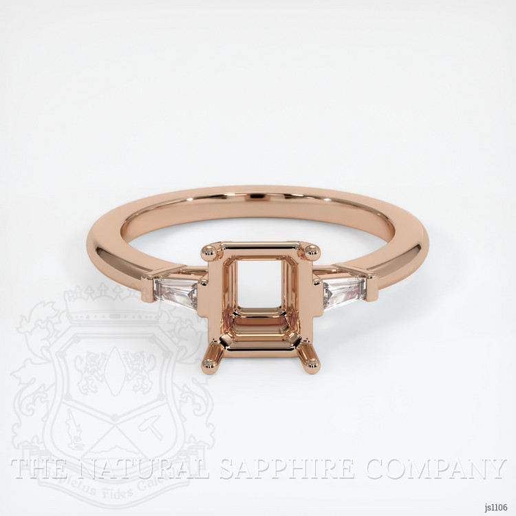 18K Rose Gold Three Stone Ring Setting