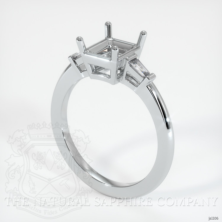 10K White Gold Three Stone Ring Setting