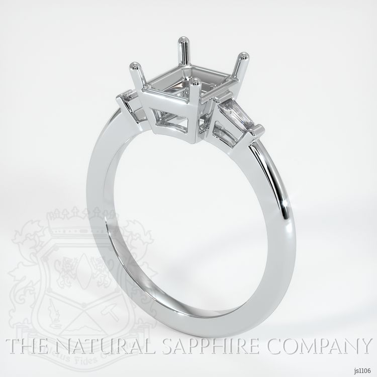 14K White Gold Three Stone Ring Setting