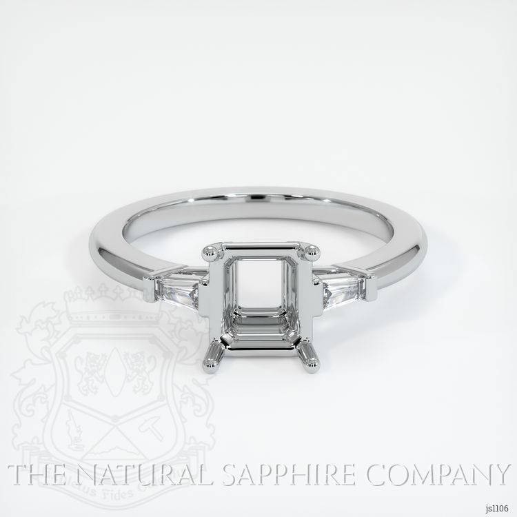 14K White Gold Three Stone Ring Setting
