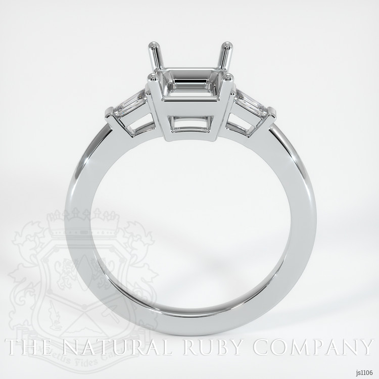 14K White Gold Three Stone Ring Setting