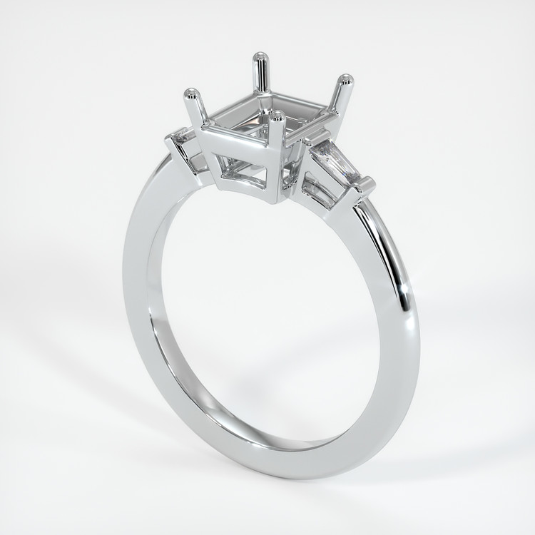 18K White Gold Three Stone Ring Setting