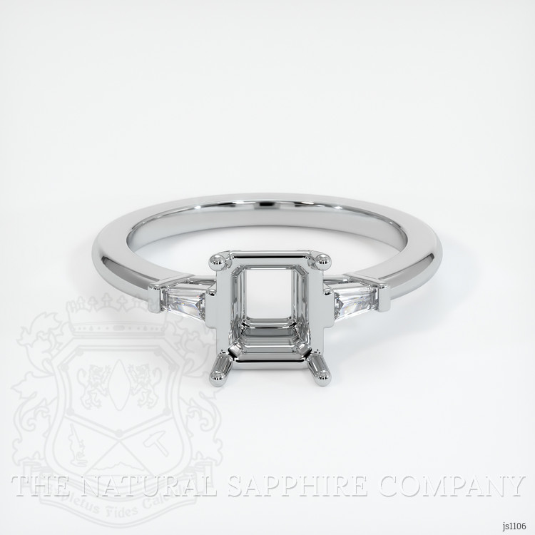 18K White Gold Three Stone Ring Setting