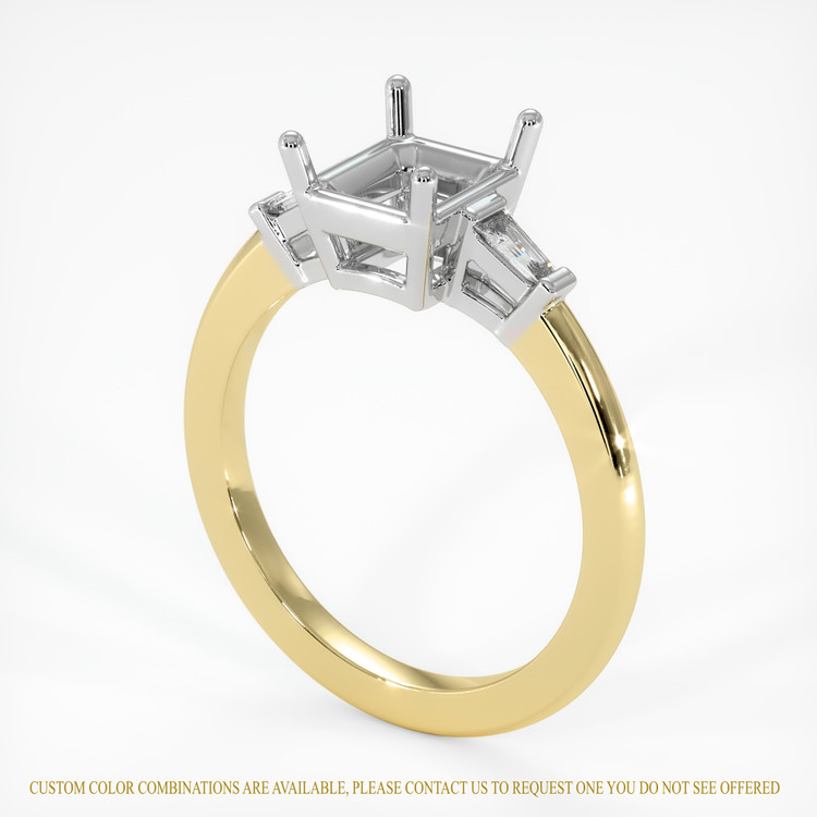 14K White & Yellow Three Stone Ring Setting