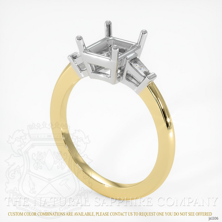 14K White & Yellow Three Stone Ring Setting