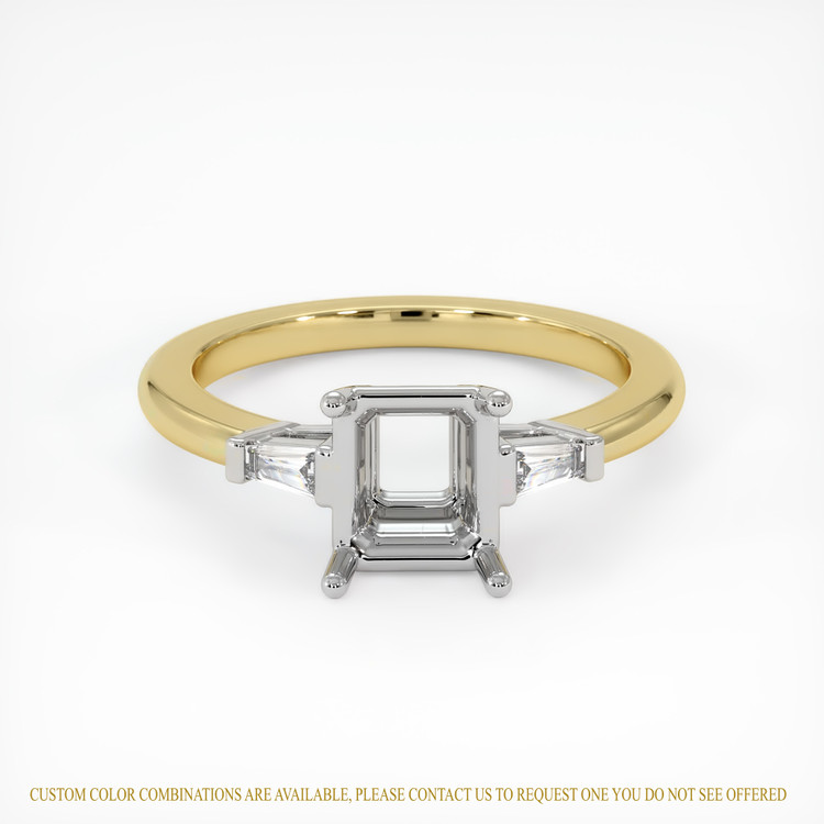 14K White & Yellow Three Stone Ring Setting