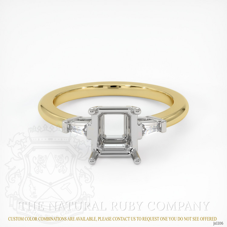 14K White & Yellow Three Stone Ring Setting