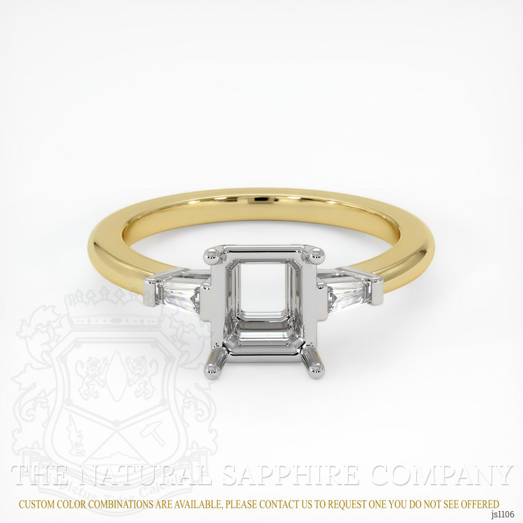 14K White & Yellow Three Stone Ring Setting