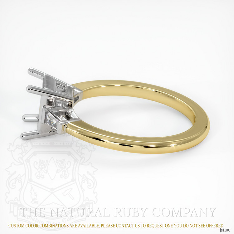 14K White & Yellow Three Stone Ring Setting