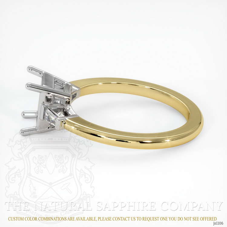 14K White & Yellow Three Stone Ring Setting