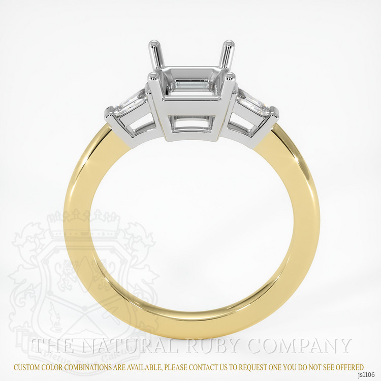 14K White & Yellow Three Stone Ring Setting