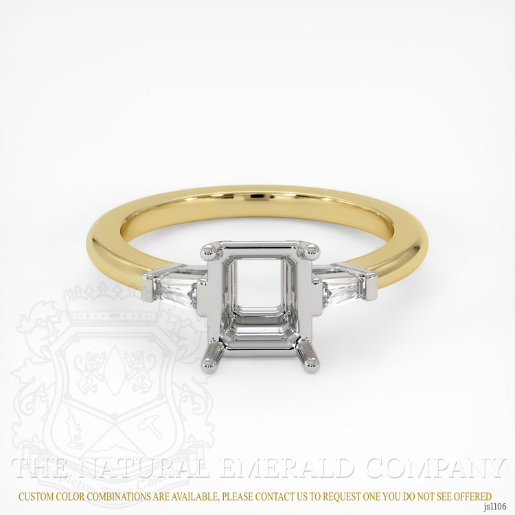 18K White & Yellow Three Stone Ring Setting