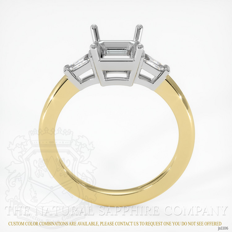 18K White & Yellow Three Stone Ring Setting