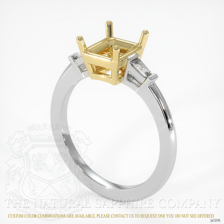 14K Yellow & White Three Stone Ring Setting
