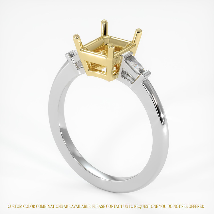 14K Yellow & White Three Stone Ring Setting