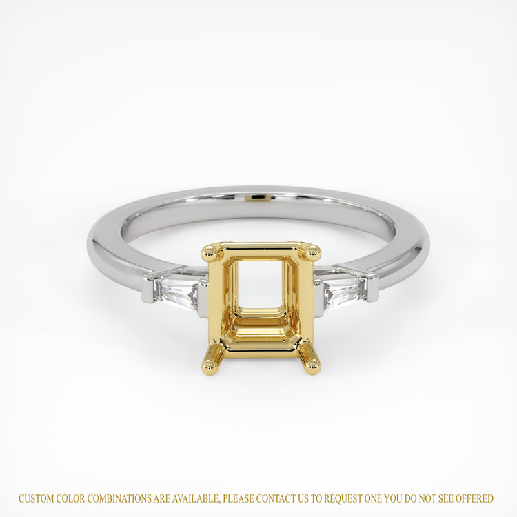 14K Yellow & White Three Stone Ring Setting